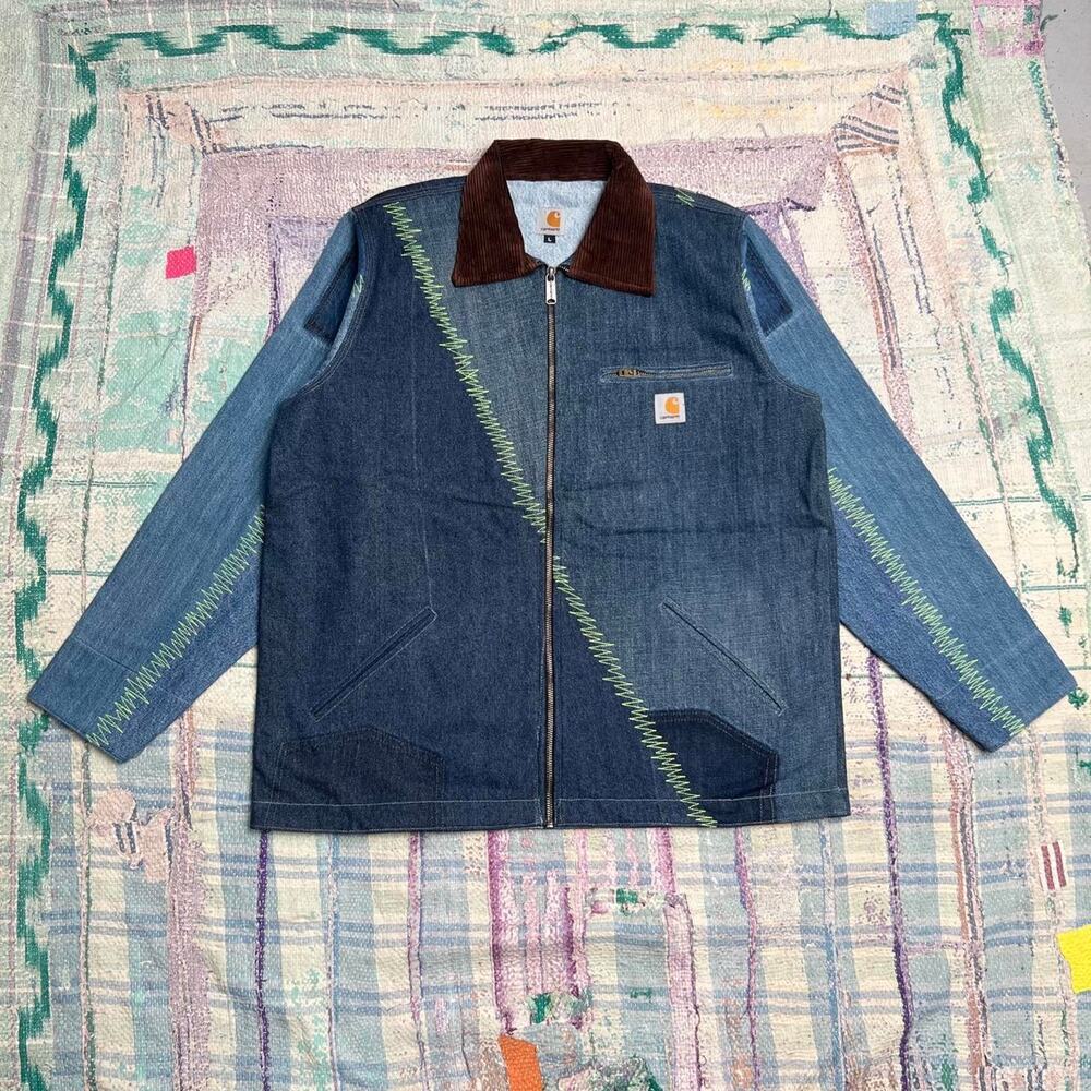 Custom upcycled carhartt detroit jacket size large